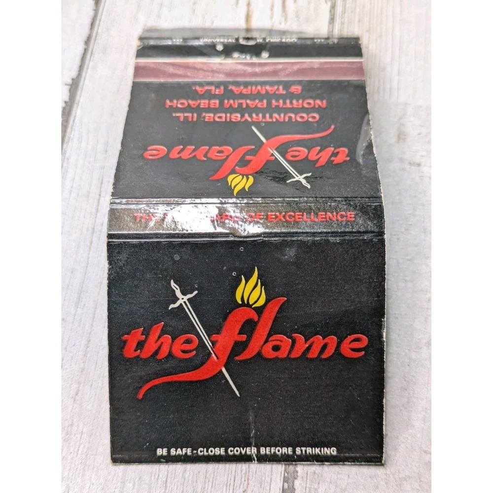 Vintage Matchbook Cover The Flame‎ The Standard In Excellence Restaurant